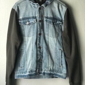 Blue Denim Jacket with dark army green Sleeves